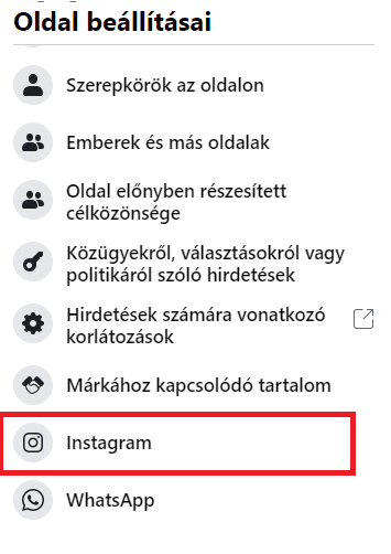 Facebook oldal összekötése Instagrammal