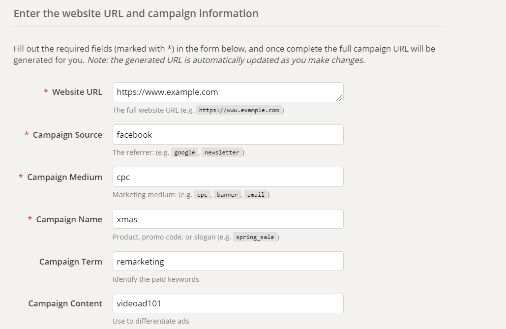 Google Campaign URL parameter builder